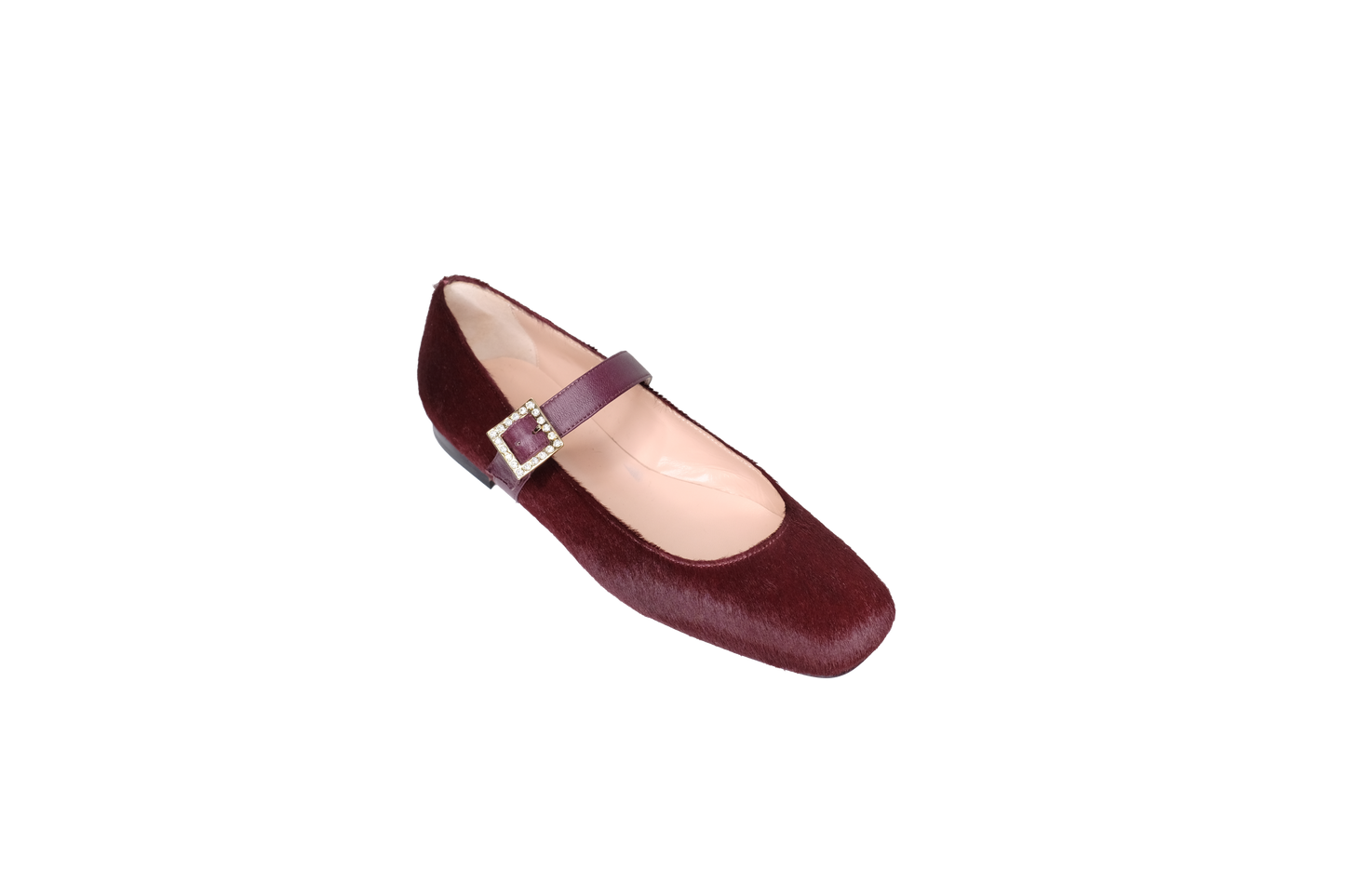 Ines ballerina in cavallino con cinturino e fibbia in strass