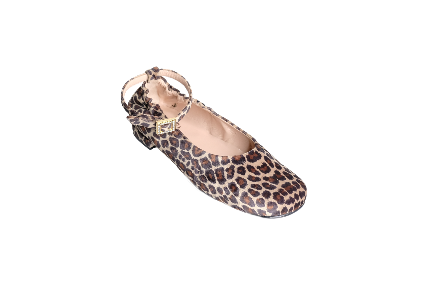 Lise ballerina in velluto con cinturino alla caviglia e fibbia in strass